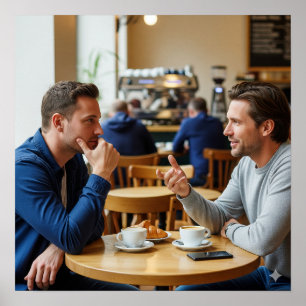 Cozy Cafe Conversation Poster