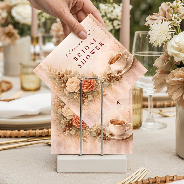 Cozy Cafe Romance Bridal Shower Napkin (Creator Uploaded)