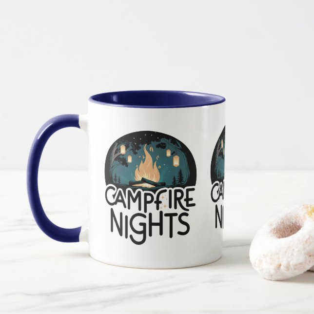 Cozy Campfire Nights Rustic Outdoor Adventure Mug (With Donut)