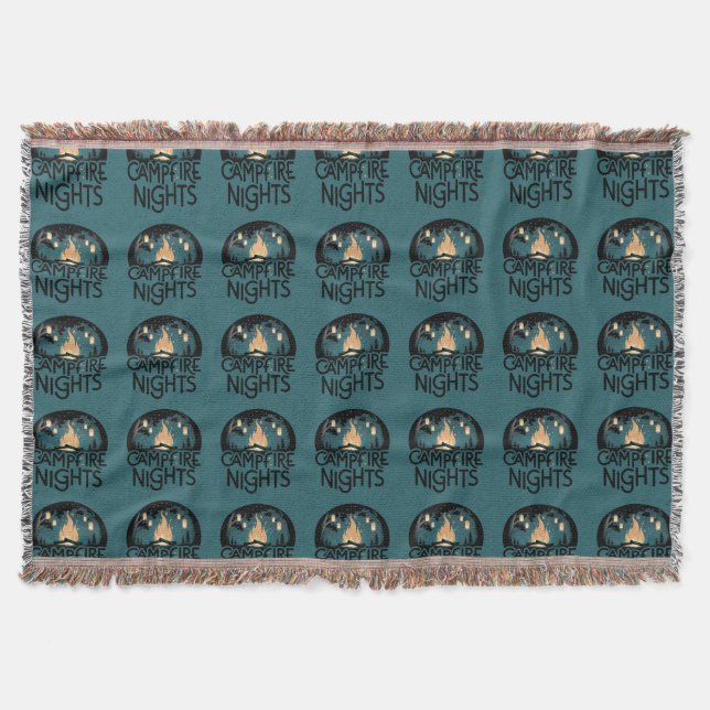 Cozy Campfire Nights Rustic Outdoor Adventure Throw Blanket (Front)