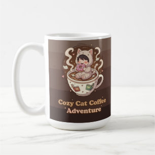 Cozy Cat Coffee Adventure Art Mug