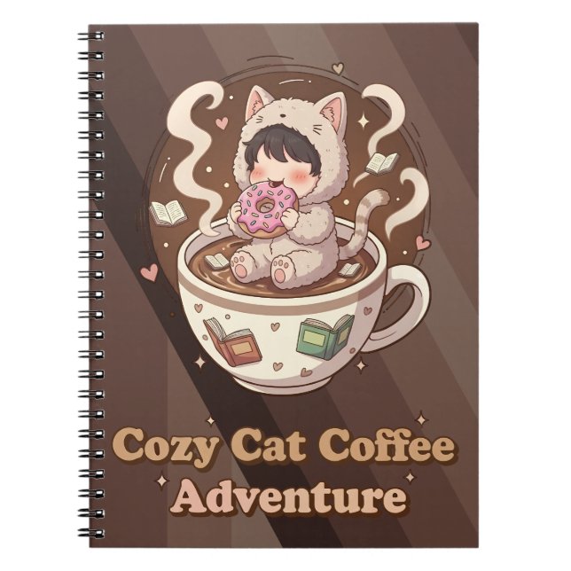 Cozy Cat Coffee Adventure Art Notebook (Front)