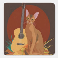 Cozy Cat & Guitar Sticker
