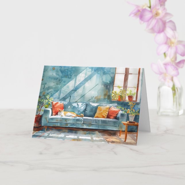 COZY CAT HOME Happy CLOSING Day Real Estate Card (Orchid)