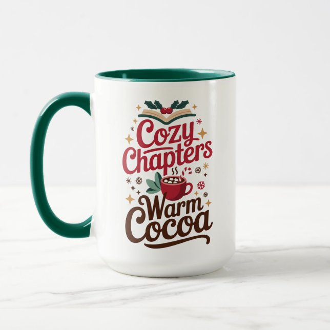 Cozy Chapters Warm Cocoa Holiday Mug (Left)