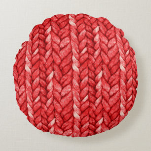 Cozy Chic Red Sweater Round Cushion