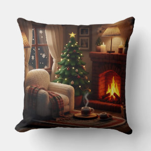 Cozy Christmas atmosphere, in a knitted style Cushion