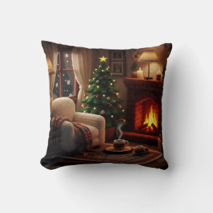 Cozy Christmas atmosphere, in a knitted style Cushion