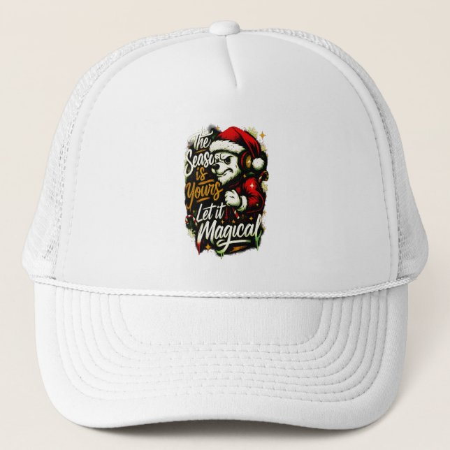 Cozy Christmas Bear DJ Knit Beanie Hat (Front)