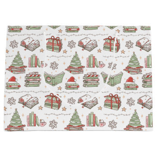 Cozy Christmas Book Lover  Large Gift Bag