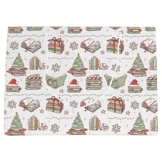 Cozy Christmas Book Lover  Large Gift Bag (Front)