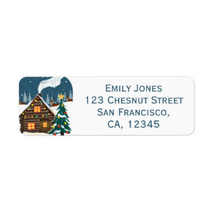 Cozy Christmas Cabin Return Address Label