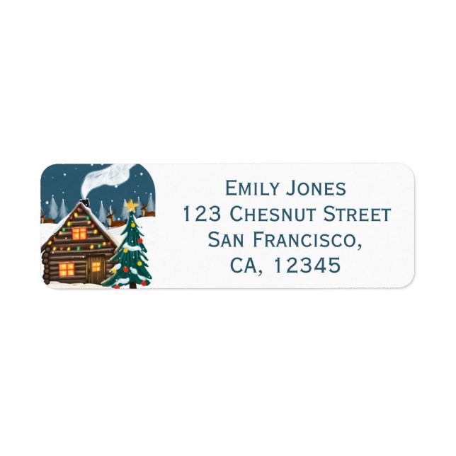 Cozy Christmas Cabin Return Address Label (Front)
