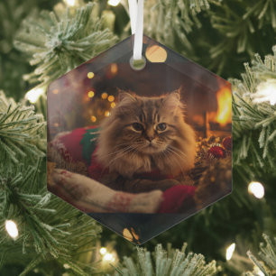 Cozy Christmas Cat Ornament 