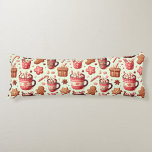 Cozy Christmas Cocoa and Gingerbread Pattern Body Cushion
