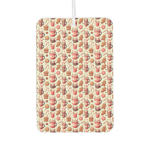 Cozy Christmas Cocoa and Gingerbread Pattern Car Air Freshener