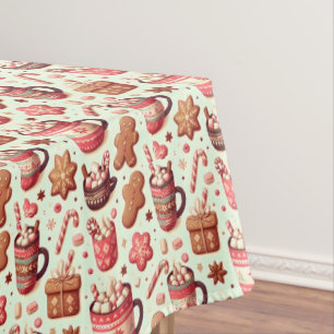 Cozy Christmas Cocoa and Gingerbread Pattern Tablecloth