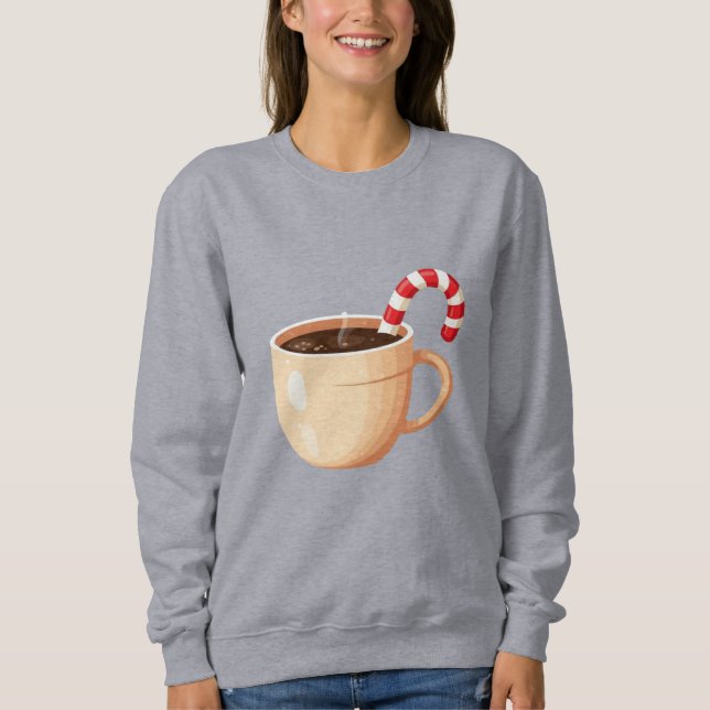Cozy Christmas Coffee Mug Illustration  Sweatshirt (Front)