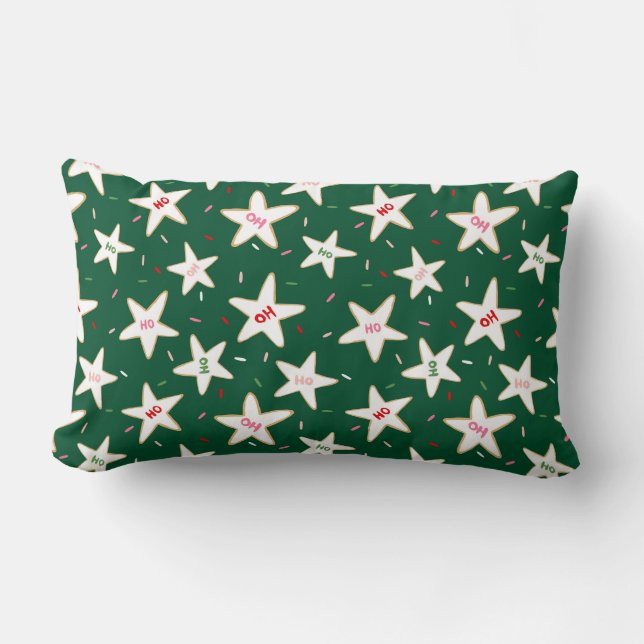 Cozy Christmas Cookie Pattern Lumbar Cushion (Front)