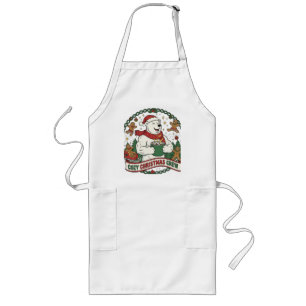 Cozy Christmas Crew – Cute Polar Bear & Gingerbrea Long Apron