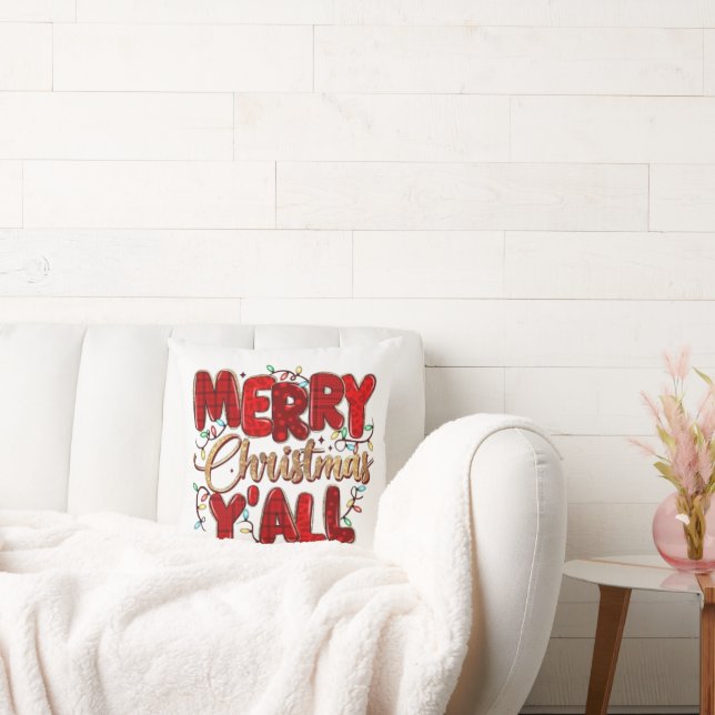 Cozy Christmas Cushion with Santa Claus Illustrati (Couch)
