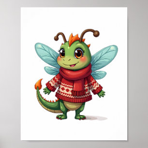 Cozy Christmas Dragonfly Poster