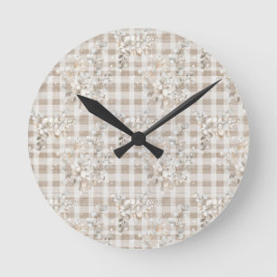 Cozy christmas earth tones floral  round clock