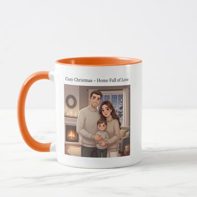 Cozy Christmas Family Mug – Holiday Gift Illustrat (Left)