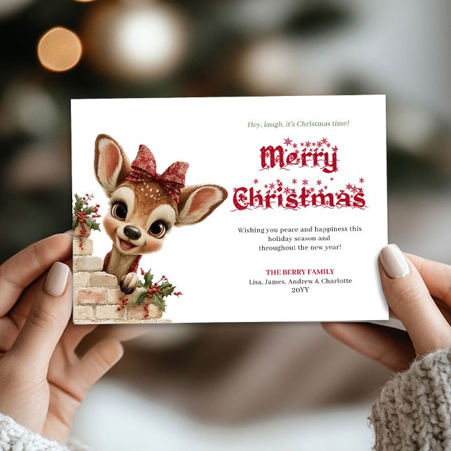Cozy Christmas funny reindeer cute greeting card (Cozy Christmas funny reindeer cute greeting card)