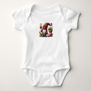 Cozy Christmas Gnome Art – Festive Holiday Baby Bodysuit