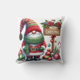 Cozy Christmas Gnome Art – Festive Holiday Cushion