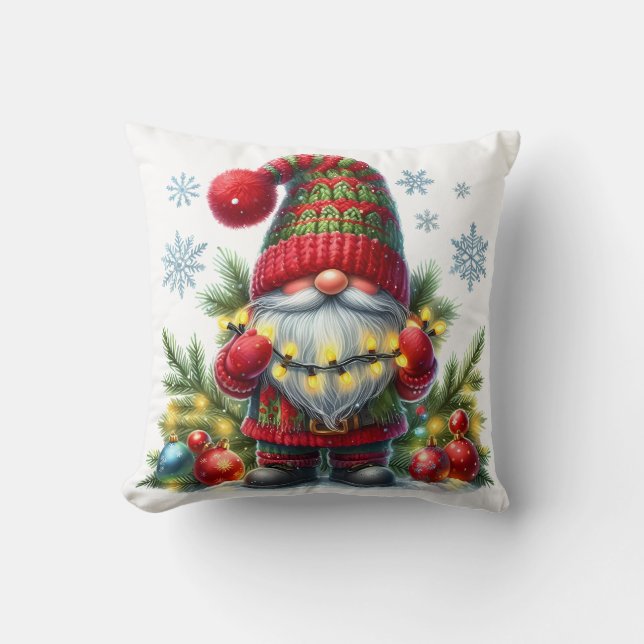 Cozy Christmas Gnome Art – Festive Holiday Cushion (Front)
