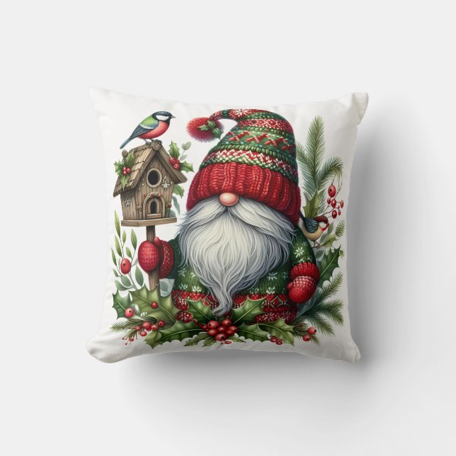 Cozy Christmas Gnome Art – Festive Holiday Cushion (Front)