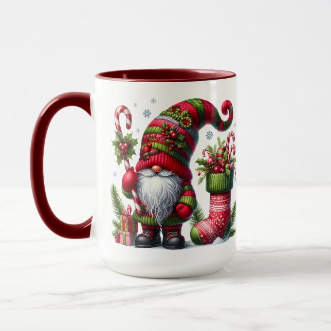 Cozy Christmas Gnome Art – Festive Holiday Mug (Left)