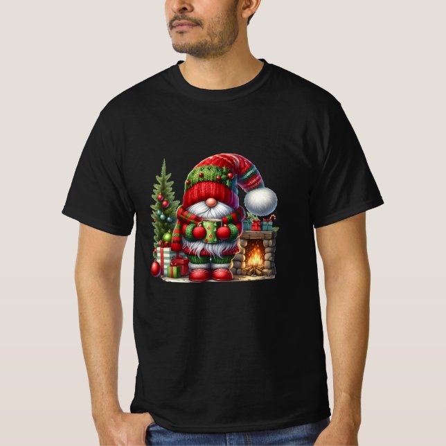 Cozy Christmas Gnome Art – Festive Holiday T-Shirt (Front)