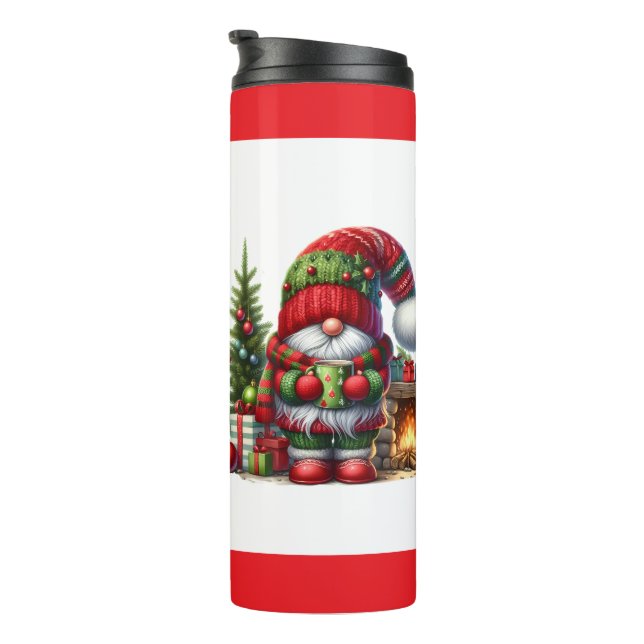 Cozy Christmas Gnome Art – Festive Holiday Thermal Tumbler (Rotated Right)