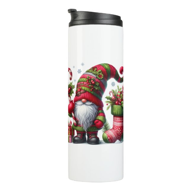 Cozy Christmas Gnome Art – Festive Holiday Thermal Tumbler (Rotated Right)