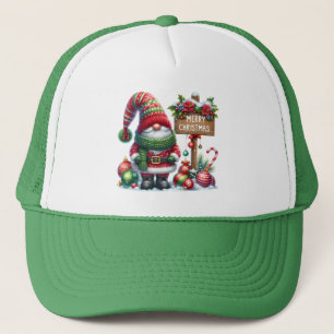Cozy Christmas Gnome Art – Festive Holiday Trucker Hat