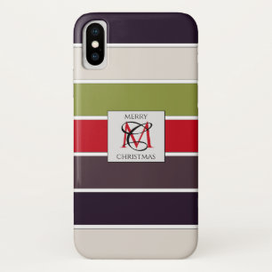 Cozy Christmas Pastel Color Palette Monogram iPhone X Case