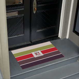 Cozy Christmas Pastel Color Palette Monogram Doormat