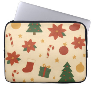 Cozy Christmas Pattern with Gifts and Trees Laptop Sleeve