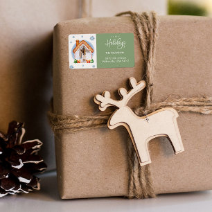 Cozy Christmas Photo Frame Return Address Label