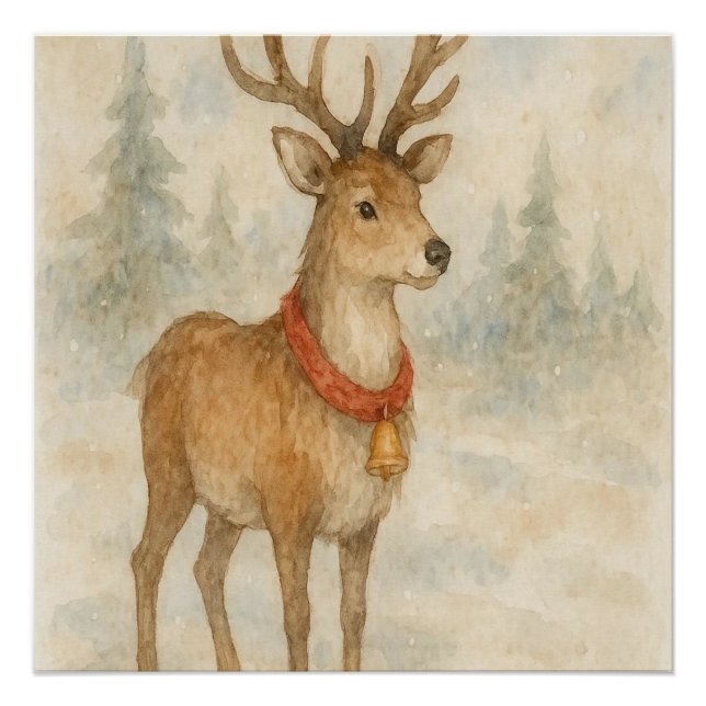 Cozy Christmas reindeer Festive Holiday Wall Art (Front)