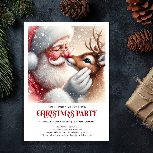 Cozy Christmas Santa Claus Rudolph Family Celebrat Invitation (Cozy Christmas Santa Claus Rudolph Family Celebration Invite

)