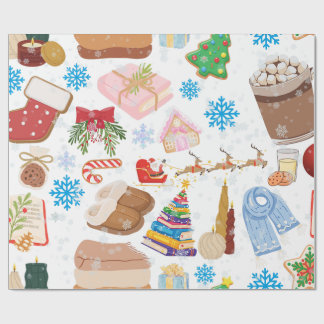 Cozy Christmas Seamless Pattern – Cute Holiday Cat Wrapping Paper