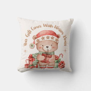 Cozy Christmas Teddy Bear Nursery Pillow