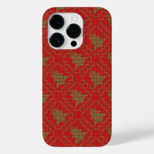 Cozy Christmas tree ugly sweater checkered pattern Case-Mate iPhone 14 Pro Case