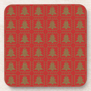Cozy Christmas tree ugly sweater checkered pattern Coaster
