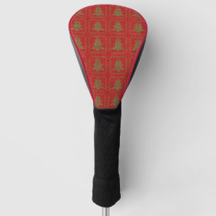 Cozy Christmas tree ugly sweater checkered pattern Golf Head Cover