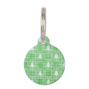 Cozy Christmas tree ugly sweater checkered pattern Pet Tag